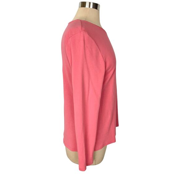 Talbots 100% Pima Cotton Tee Size XLP "The Talbots Tee" Coral Long Sleeve Casual - Picture 2 of 6